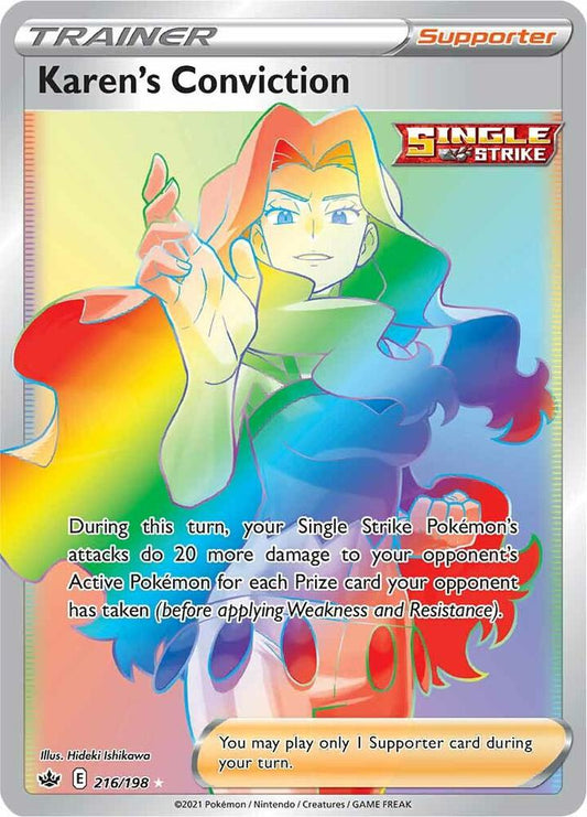 Karen's Conviction (Secret) 216/198 Secret Rare Chilling Reign Pokémon card