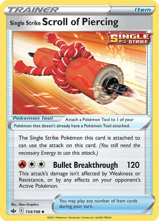 Single Strike Scroll of Piercing 154/198 Uncommon Chilling Reign Pokémon card