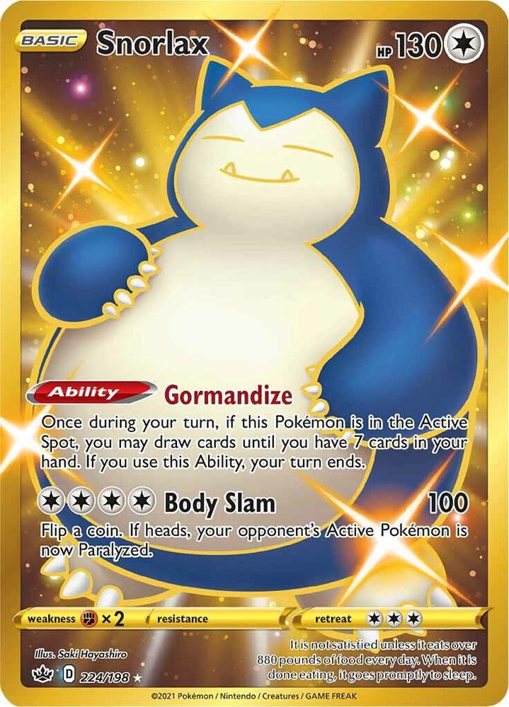 Snorlax (Secret) 224/198 Secret Rare Chilling Reign Pokémon card
