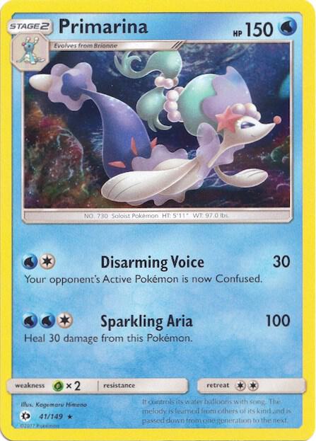 Primarina - 41/149 (Water Web Holo) 041/149 Holo Rare Miscellaneous Cards & Products Pokémon card