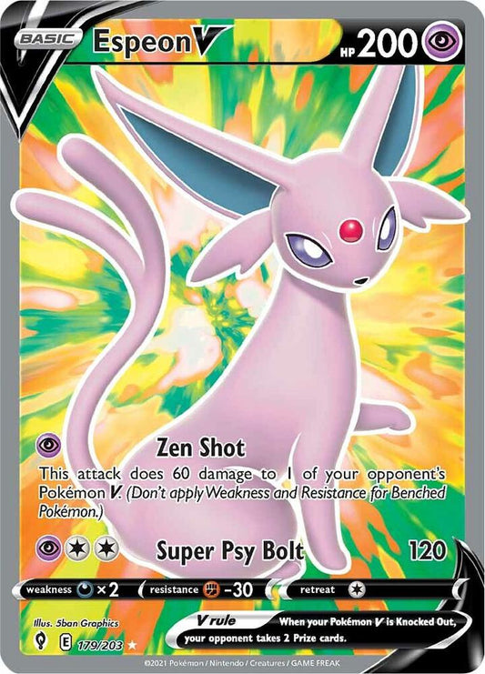 Espeon V (Full Art) - 179/203 Ultra Rare SWSH07: Evolving Skies