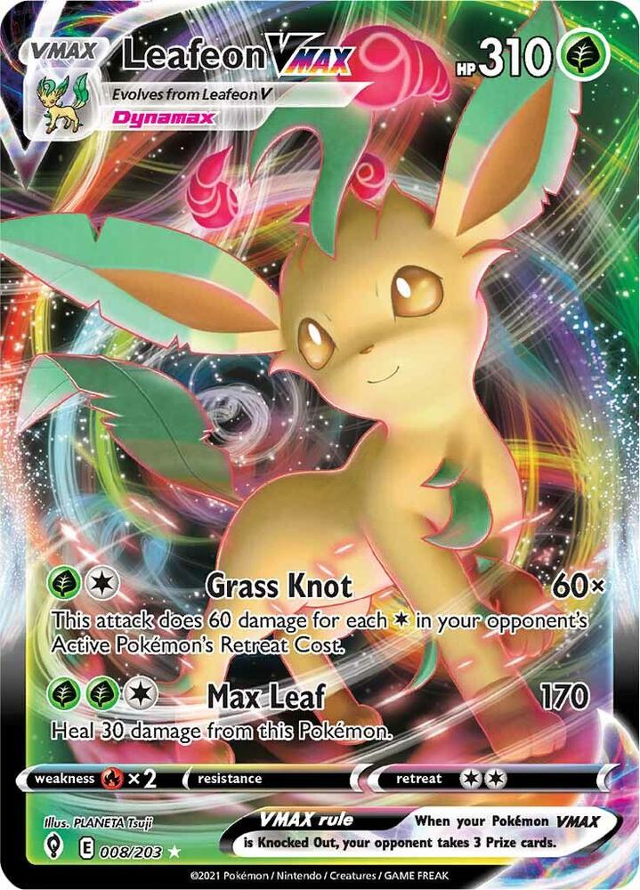 Leafeon VMAX - 008/203 Ultra Rare SWSH07: Evolving Skies