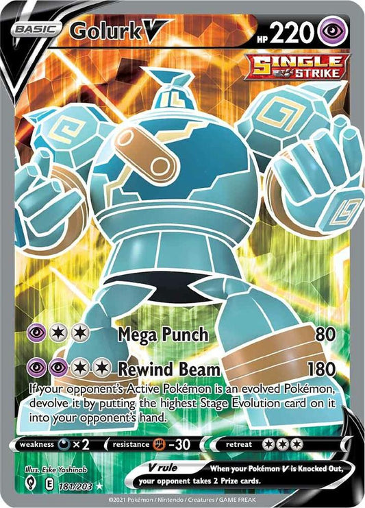 Golurk V (Full Art) - 181/203 Ultra Rare SWSH07: Evolving Skies