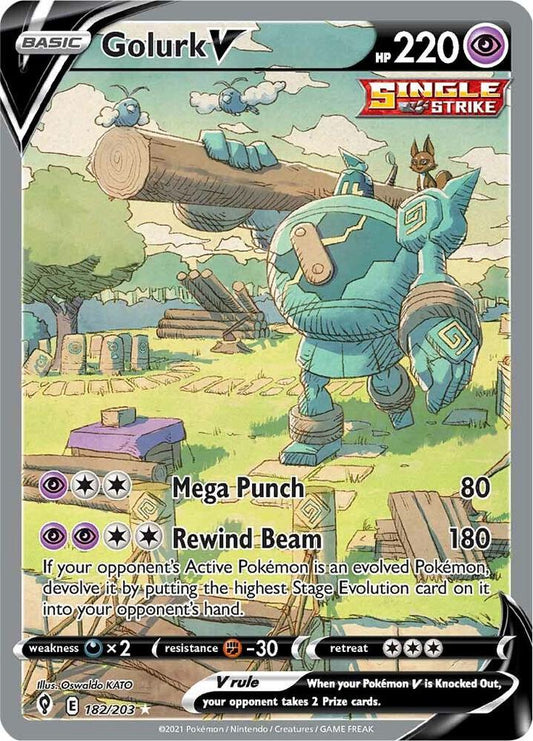 Golurk V (Alternate Full Art) 182/203 Ultra Rare Evolving Skies Pokémon card