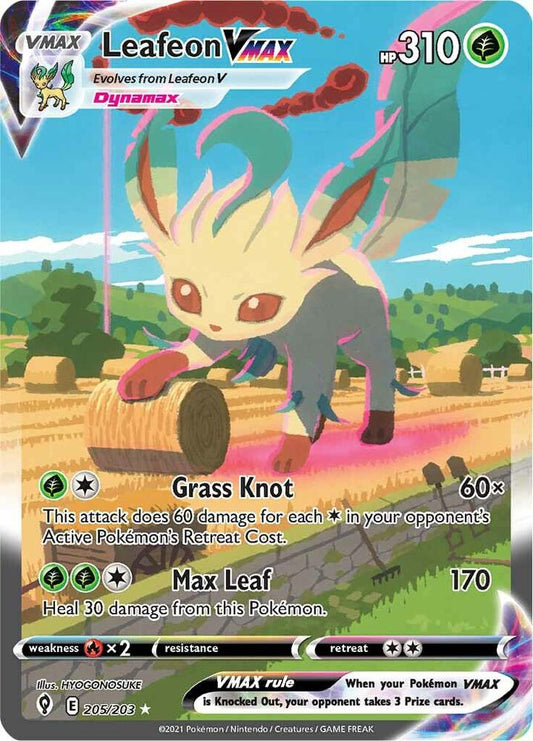 Leafeon VMAX (Alternate Art Secret) 205/203 Secret Rare Evolving Skies Pokémon card