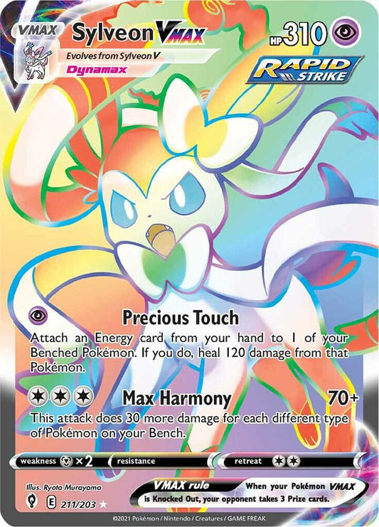 Sylveon VMAX (Secret) 211/203 Secret Rare Evolving Skies Pokémon card