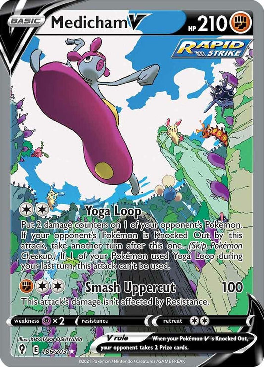 Medicham V (Alternate Full Art) - 186/203 Ultra Rare SWSH07: Evolving Skies