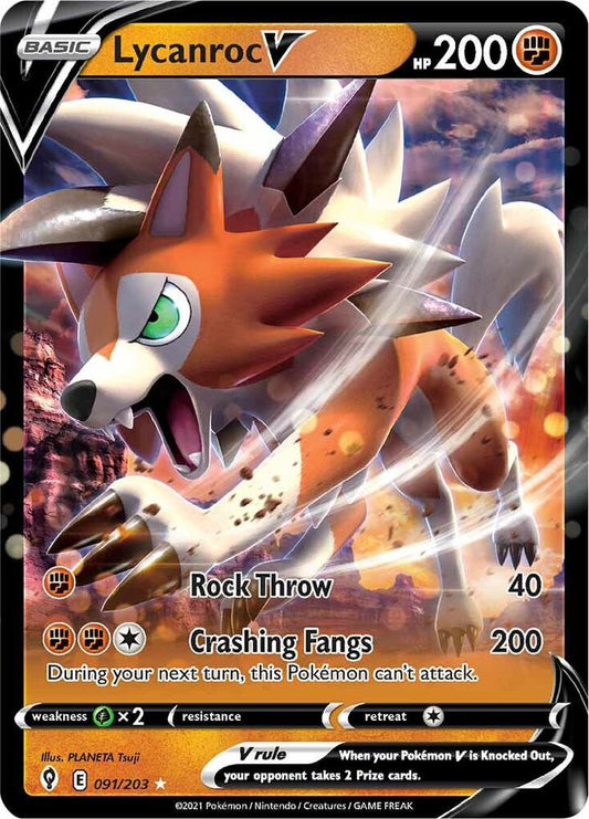 Lycanroc V 091/203 Ultra Rare Evolving Skies Pokémon card