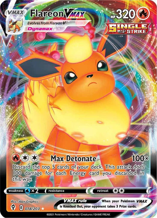 Flareon VMAX 018/203 Ultra Rare Evolving Skies Pokémon card