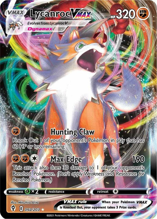 Lycanroc VMAX 092/203 Ultra Rare Evolving Skies Pokémon card