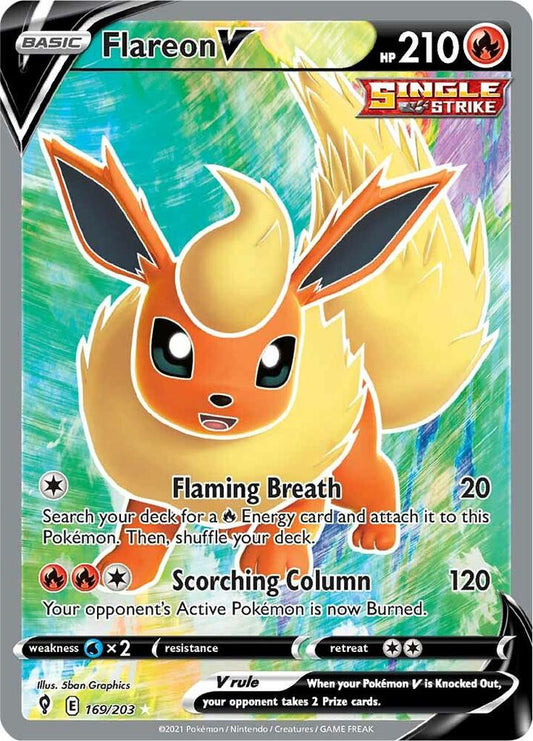 Flareon V (Full Art) - 169/203 Ultra Rare SWSH07: Evolving Skies