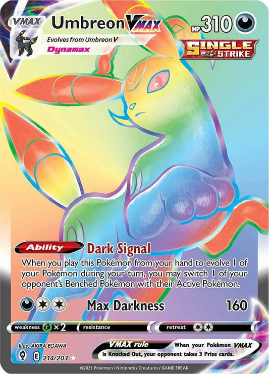 Umbreon VMAX (Secret) 214/203 Secret Rare Evolving Skies Pokémon card