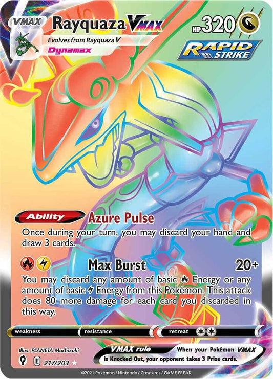 Rayquaza VMAX (Secret) 217/203 Secret Rare Evolving Skies Pokémon card