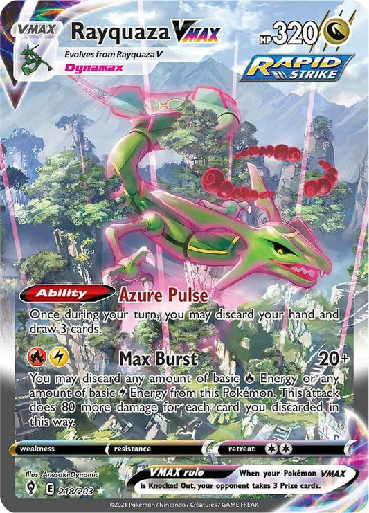 Rayquaza VMAX (Alternate Art Secret) 218/203 Secret Rare Evolving Skies Pokémon card