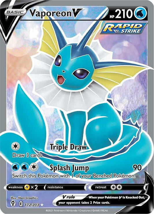 Vaporeon V (Full Art) 172/203 Ultra Rare Evolving Skies Pokémon card