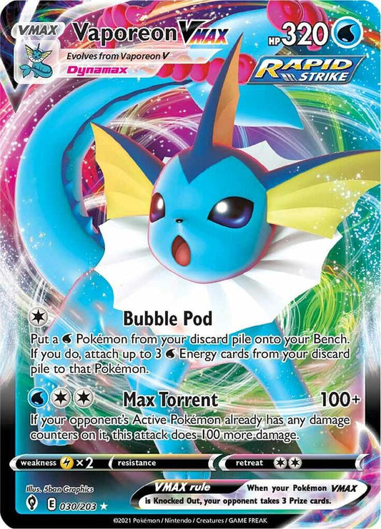 Vaporeon VMAX 030/203 Ultra Rare Evolving Skies Pokémon card