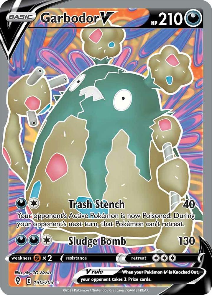 Garbodor V (Full Art) - 190/203 Ultra Rare SWSH07: Evolving Skies