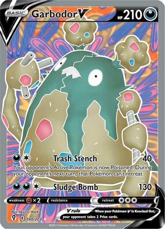 Garbodor V (Full Art) - 190/203 Ultra Rare SWSH07: Evolving Skies