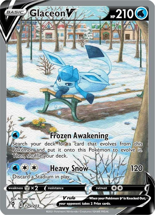 Glaceon V (Alternate Full Art) - 175/203 Ultra Rare SWSH07: Evolving Skies