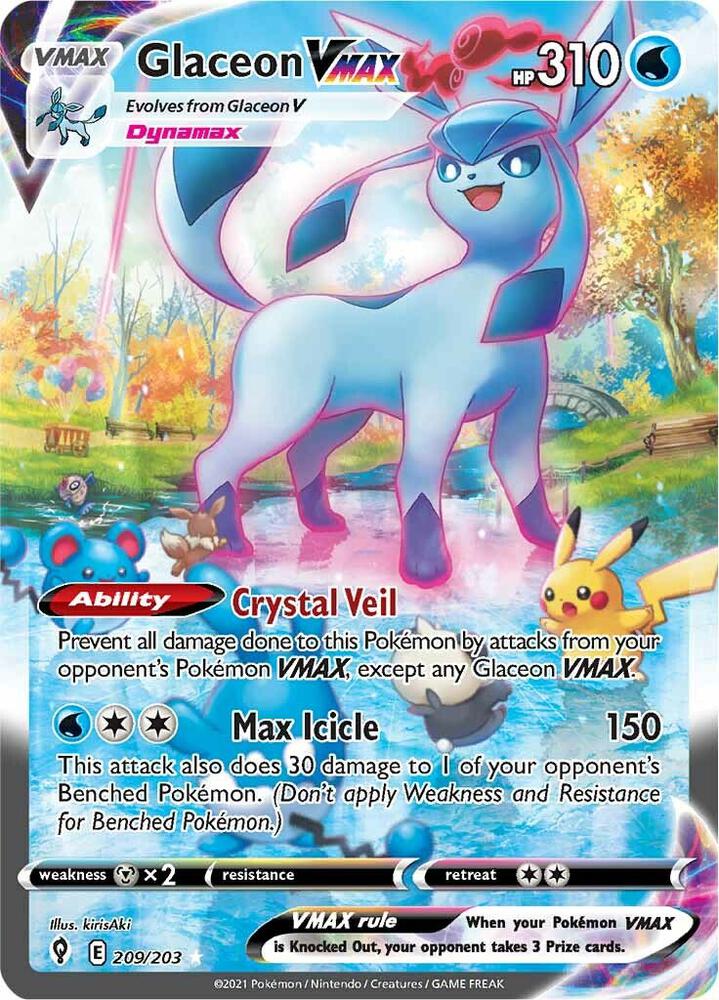 Glaceon VMAX (Alternate Art Secret) - 209/203 Secret Rare SWSH07: Evolving Skies
