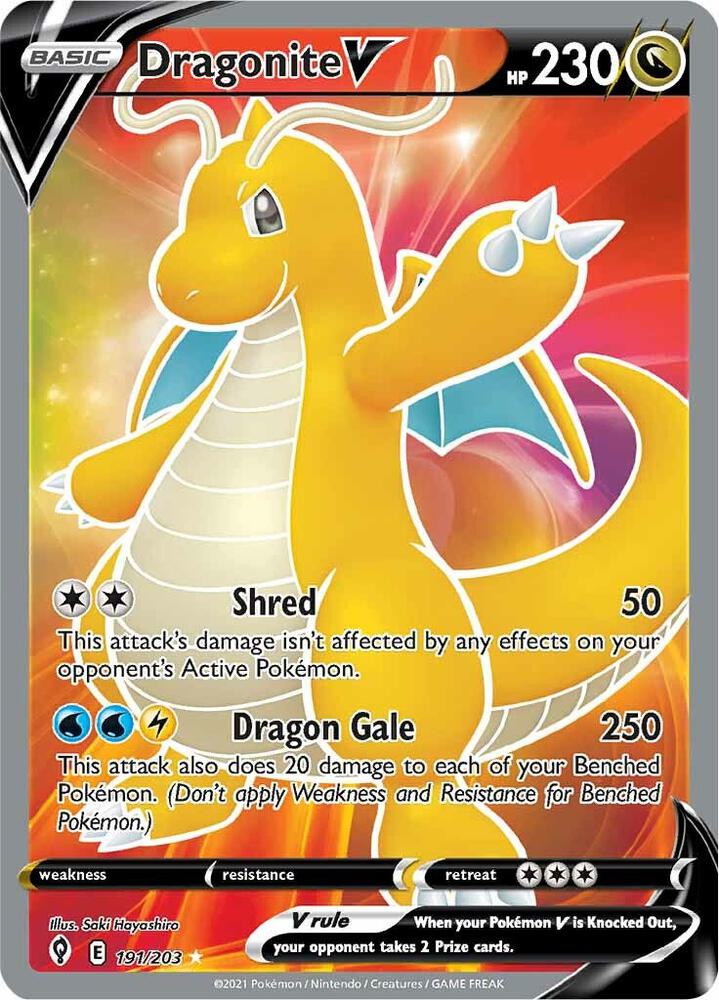 Dragonite V (Full Art) 191/203 Ultra Rare Evolving Skies Pokémon card