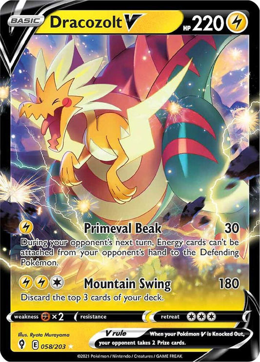 Dracozolt V 058/203 Ultra Rare Evolving Skies Pokémon card