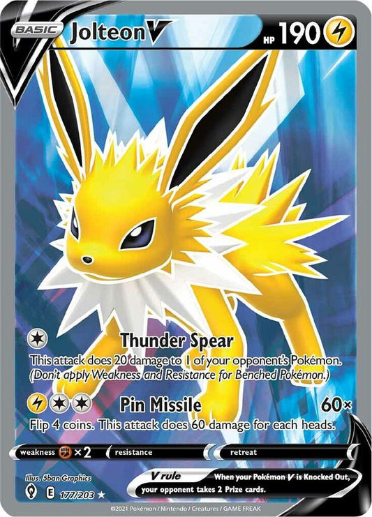 Jolteon V (Full Art) 177/203 Ultra Rare Evolving Skies Pokémon card