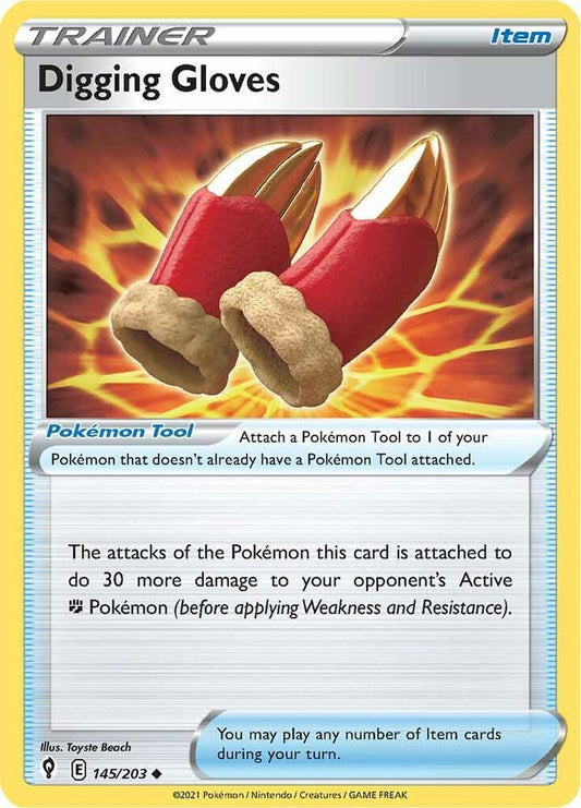 Digging Gloves 145/203 Uncommon Evolving Skies Pokémon card