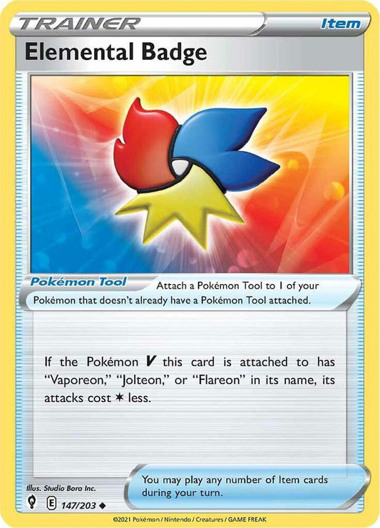 Elemental Badge 147/203 Uncommon Evolving Skies Pokémon card