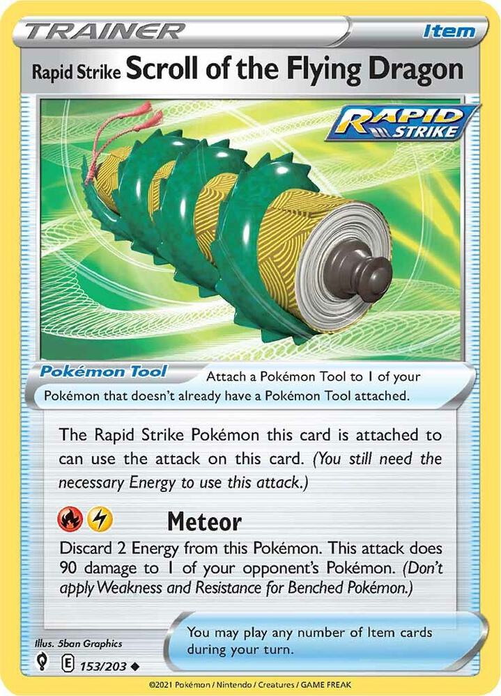 Rapid Strike Scroll of the Flying Dragon - 153/203 Uncommon SWSH07: Evolving Skies