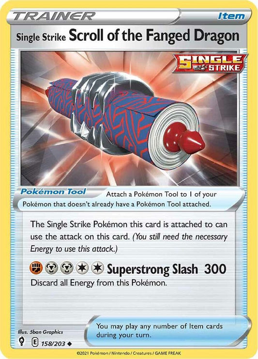 Single Strike Scroll of the Fanged Dragon 158/203 Uncommon Evolving Skies Pokémon card