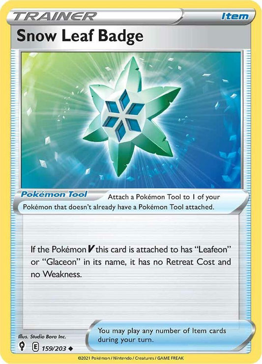 Snow Leaf Badge 159/203 Uncommon Evolving Skies Pokémon card