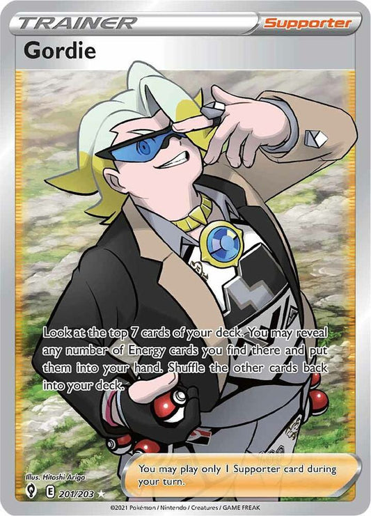 Gordie (Full Art) - 201/203 Ultra Rare SWSH07: Evolving Skies