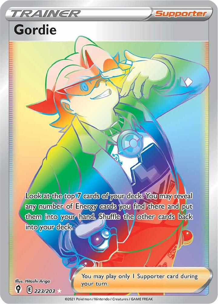 Gordie (Secret) - 223/203 Secret Rare SWSH07: Evolving Skies