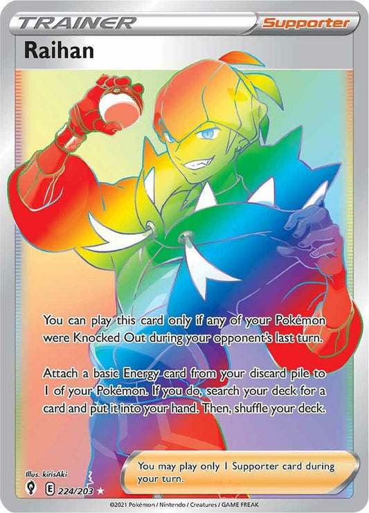 Raihan (Secret) 224/203 Secret Rare Evolving Skies Pokémon card