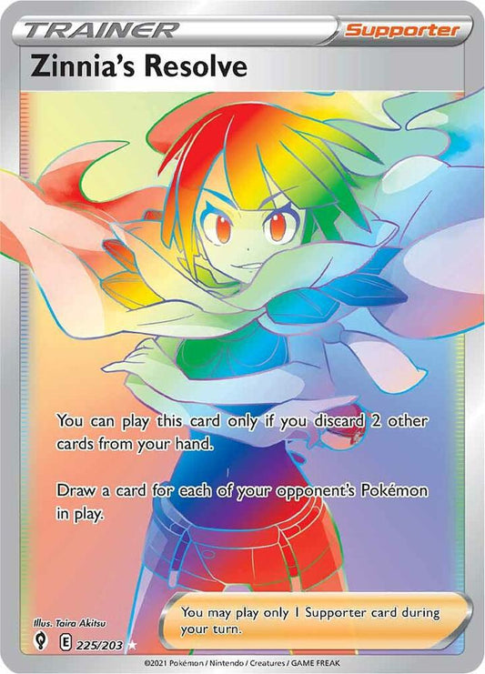 Zinnia's Resolve (Secret) - 225/203 Secret Rare SWSH07: Evolving Skies