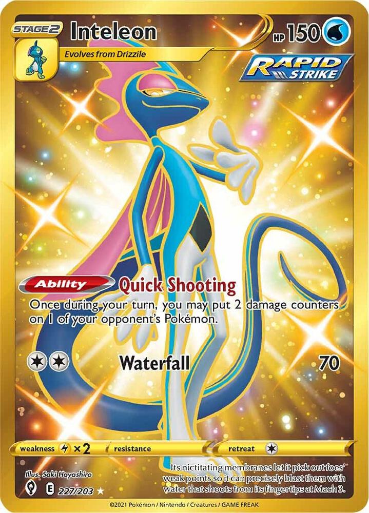 Inteleon (Secret) - 227/203 Secret Rare SWSH07: Evolving Skies