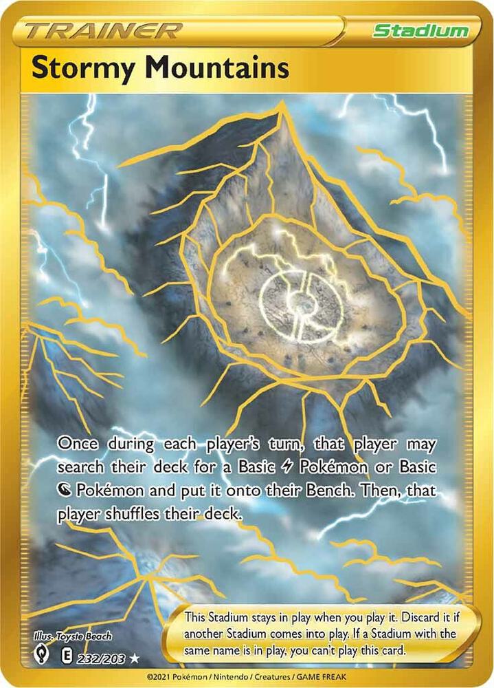 Stormy Mountains (Secret) - 232/203 Secret Rare SWSH07: Evolving Skies