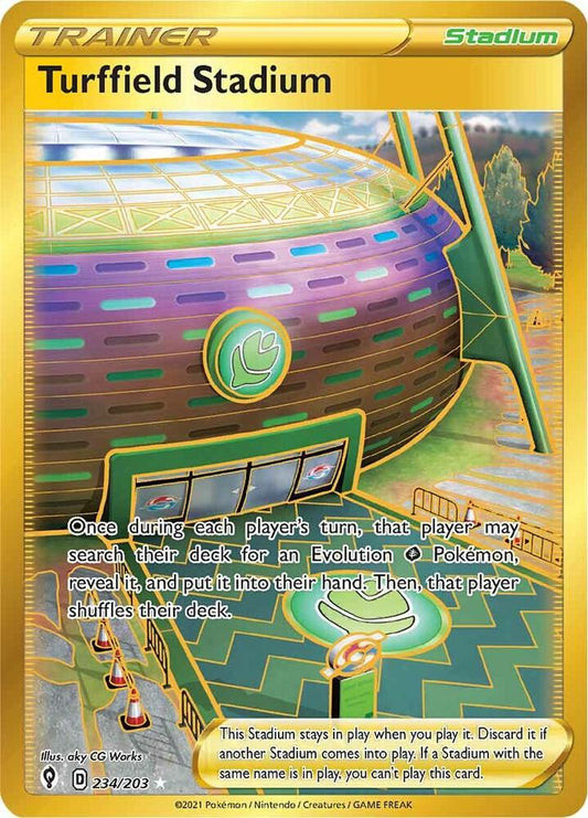 Turffield Stadium (Secret) 234/203 Secret Rare Evolving Skies Pokémon card