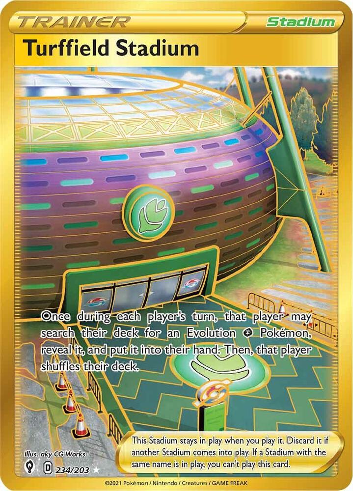 Turffield Stadium (Secret) 234/203 Secret Rare Evolving Skies Pokémon card