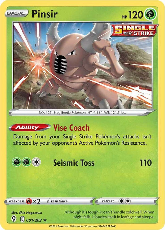 Pinsir 001/203 Rare Evolving Skies Pokémon card