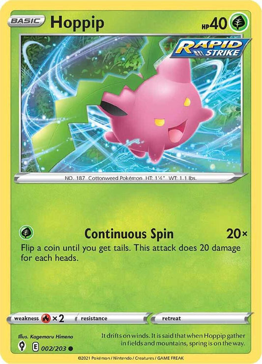 Hoppip 002/203 Common Evolving Skies Pokémon card