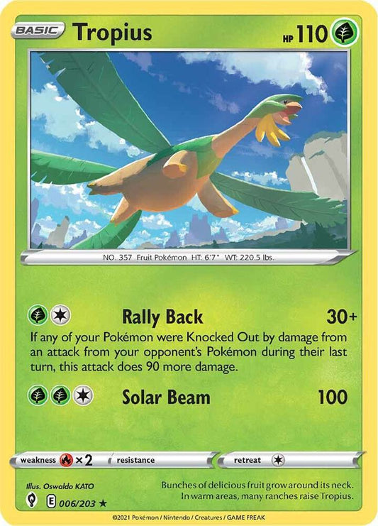 Tropius 006/203 Rare Evolving Skies Pokémon card