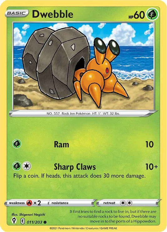 Dwebble 011/203 Common Evolving Skies Pokémon card