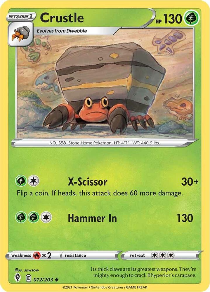 Crustle 012/203 Uncommon Evolving Skies Pokémon card