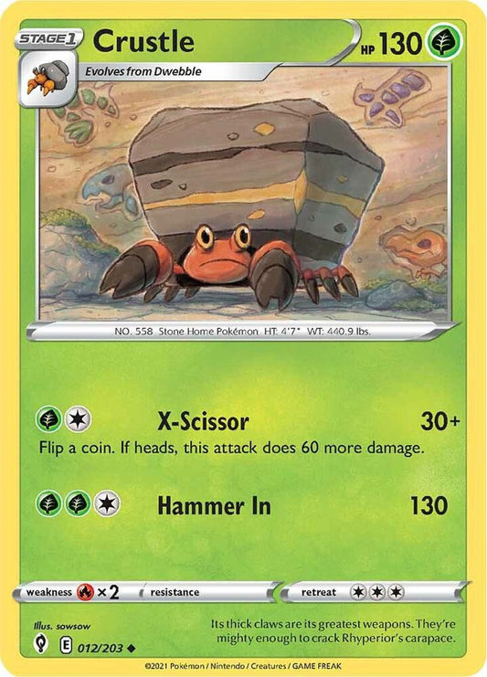 Crustle 012/203 Uncommon Evolving Skies Pokémon card