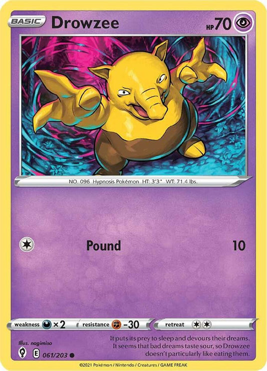 Drowzee 061/203 Common Evolving Skies Pokémon card