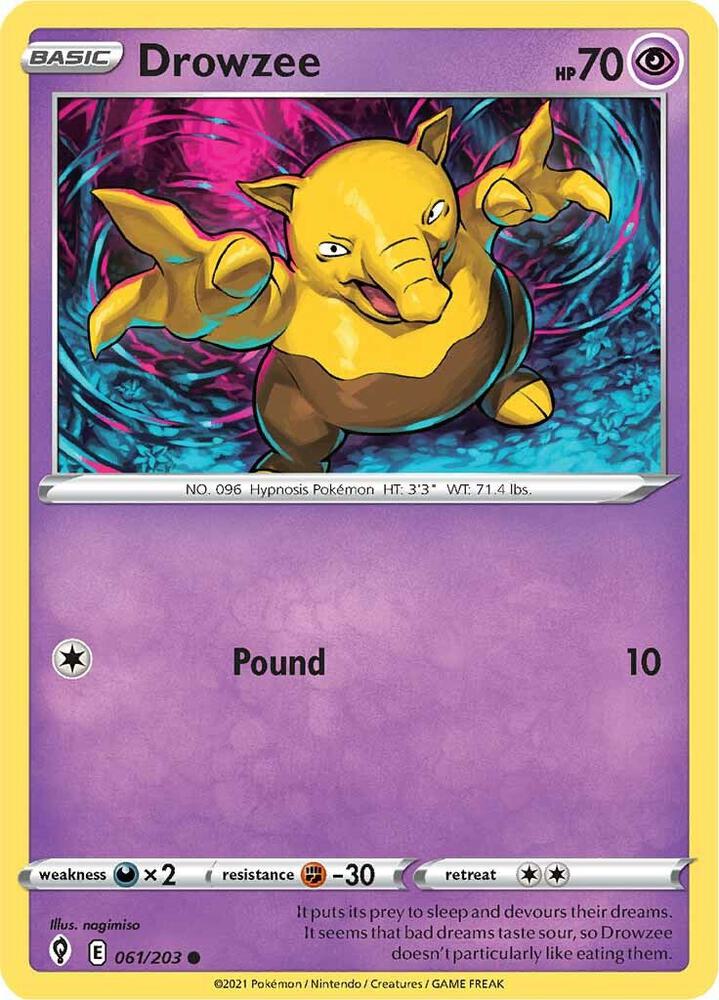 Drowzee 061/203 Common Evolving Skies Pokémon card