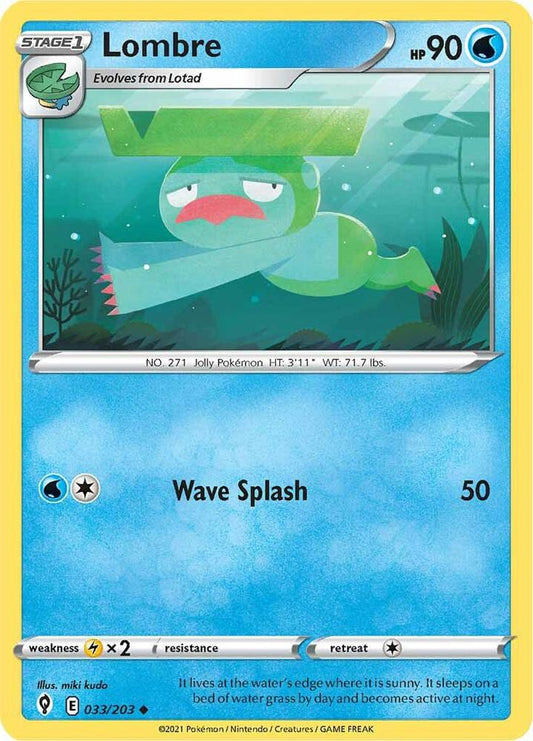 Lombre 033/203 Uncommon Evolving Skies Pokémon card