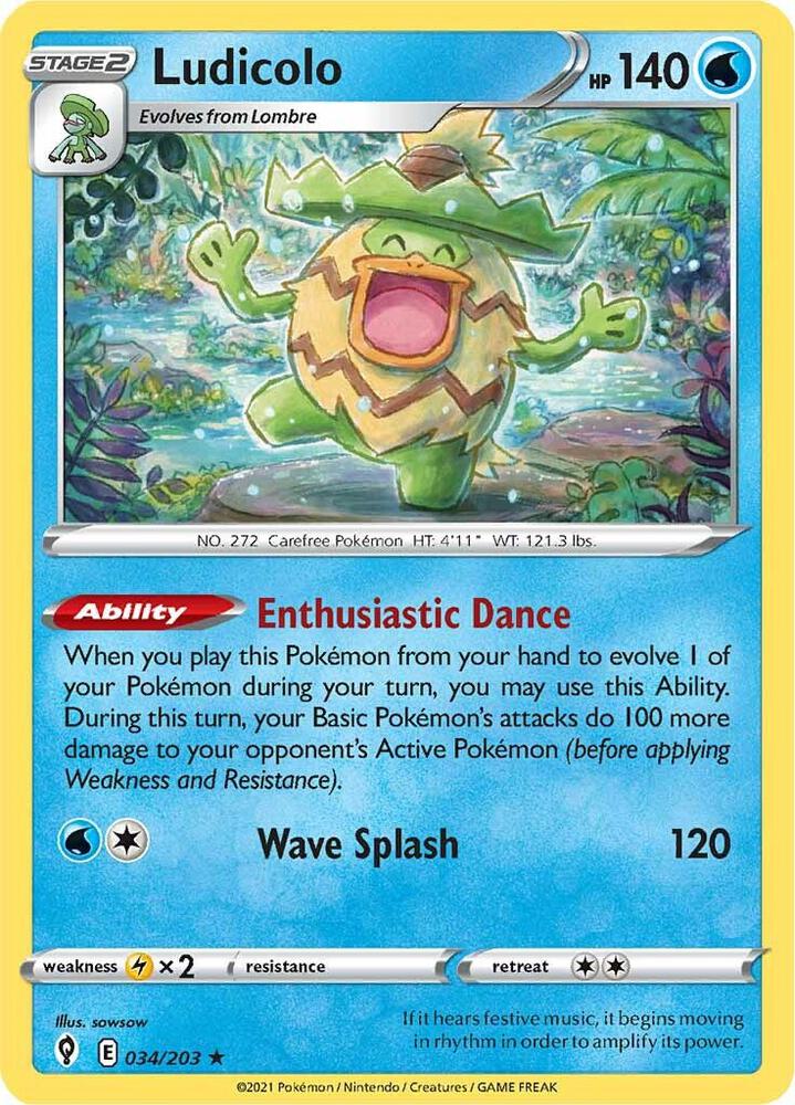 Ludicolo - 034/203 Holo Rare SWSH07: Evolving Skies